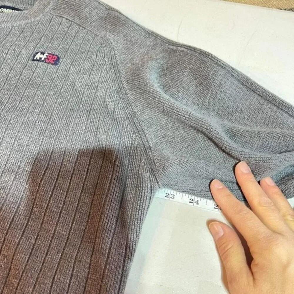 Vintage 90s Abercrombie And Fitch Mens Knit A/92 Pullover Sweatee Ribbed Gray XL - Picture 5 of 7